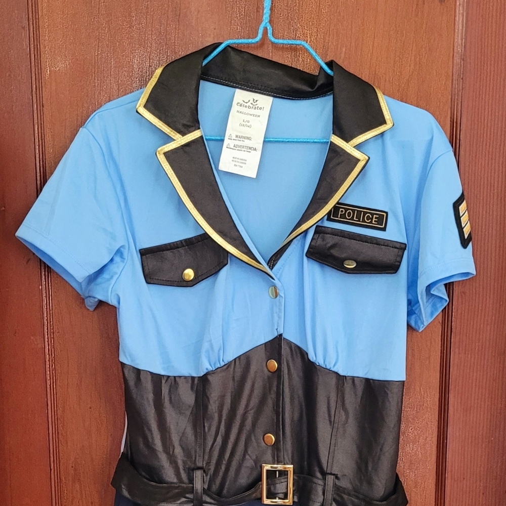 Halloween WOMENS Blue and Black Police Costume Dress